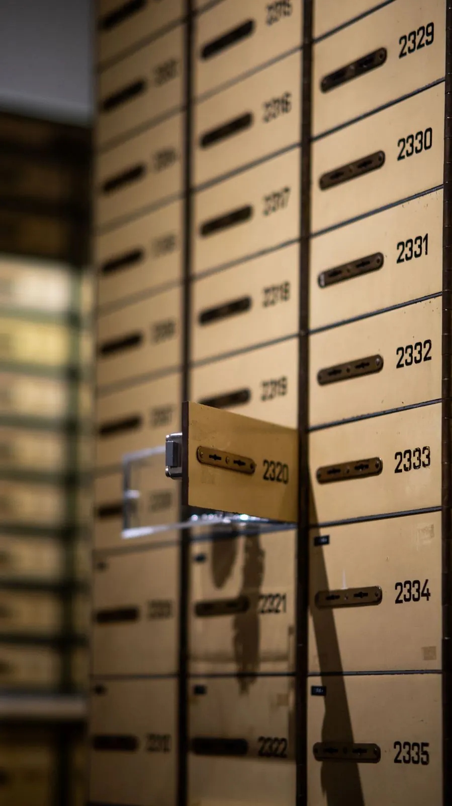 Cajas de seguridad metálicas de un banco